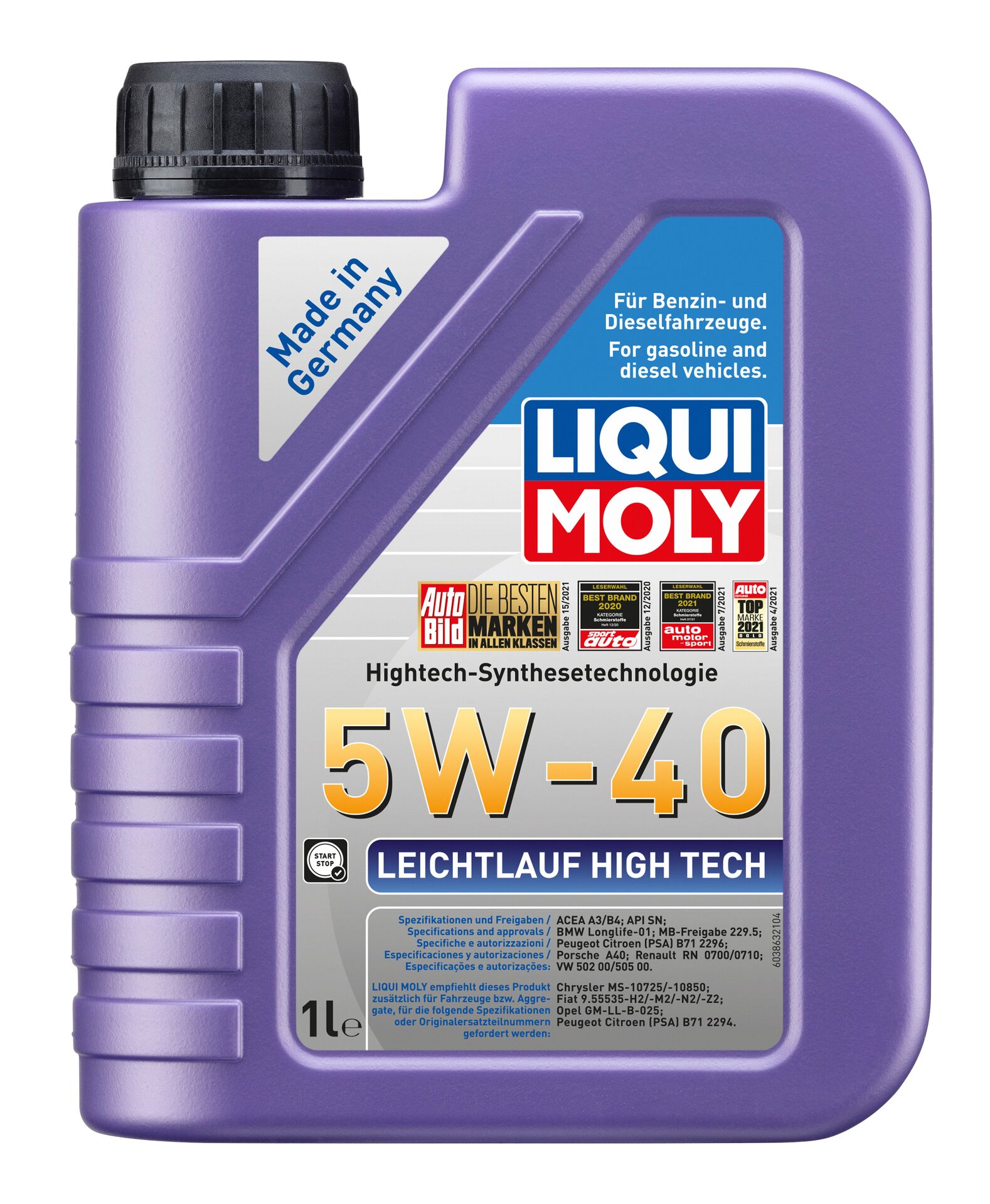 ОЛИВА МОТОРНА LEICHTLAUF HIGH TECH 5W-40 1Л
